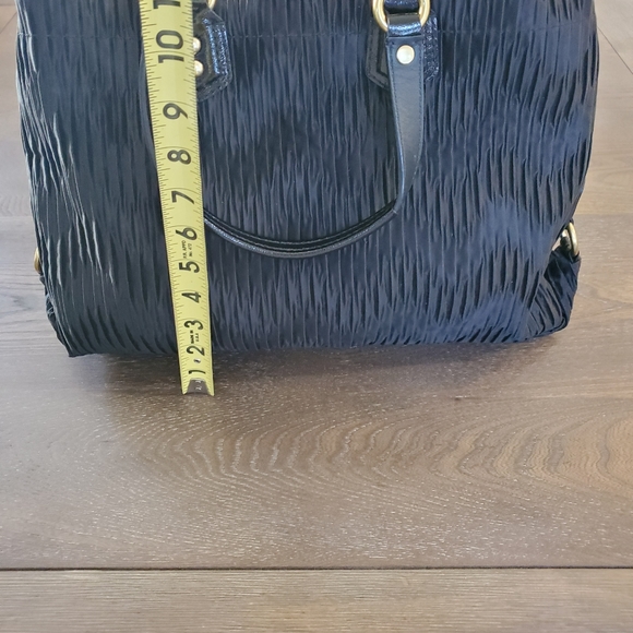 VINTAGE COACH, Ashley Gathered Satin Carryall Tote. BLACK, - Picture 9 of 15